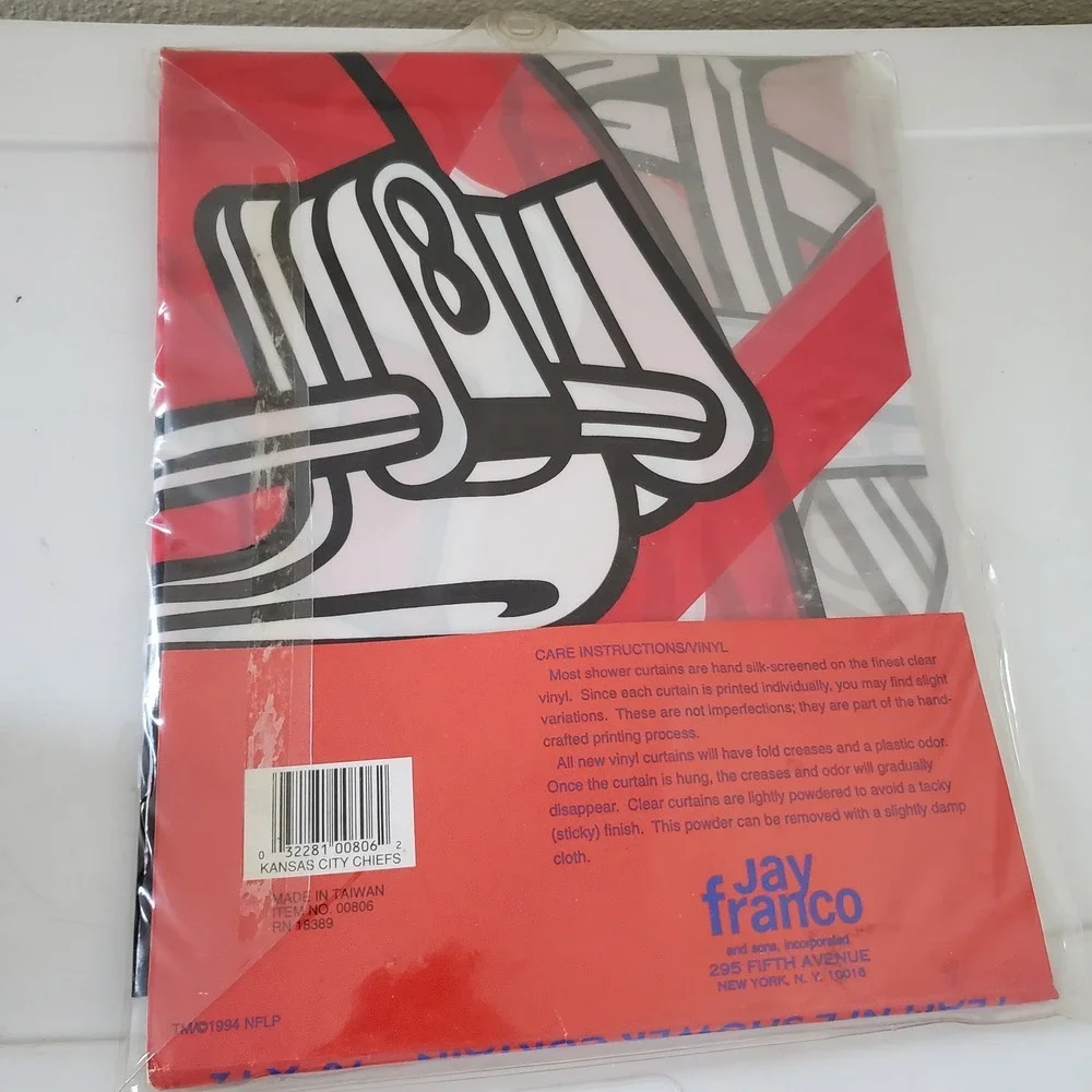 Vintage 1994 Kansas City Chiefs NFL Shower Curtain Jay Franco New Sealed Vinyl